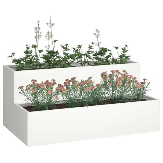 Vidaxl tuin bloempot wit 100 x 60 x 45 cm koudgewalst staal