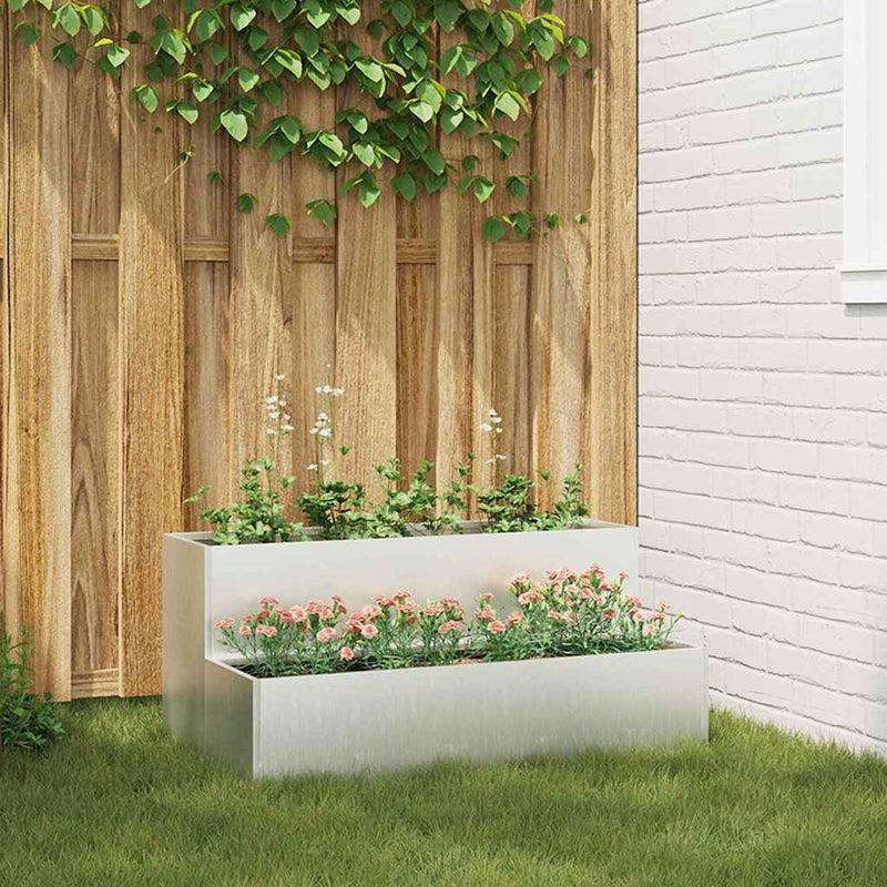 Load image into Gallery viewer, Vidaxl tuin bloempot zilver 100 x 60 x 45 cm roestvrij staal
