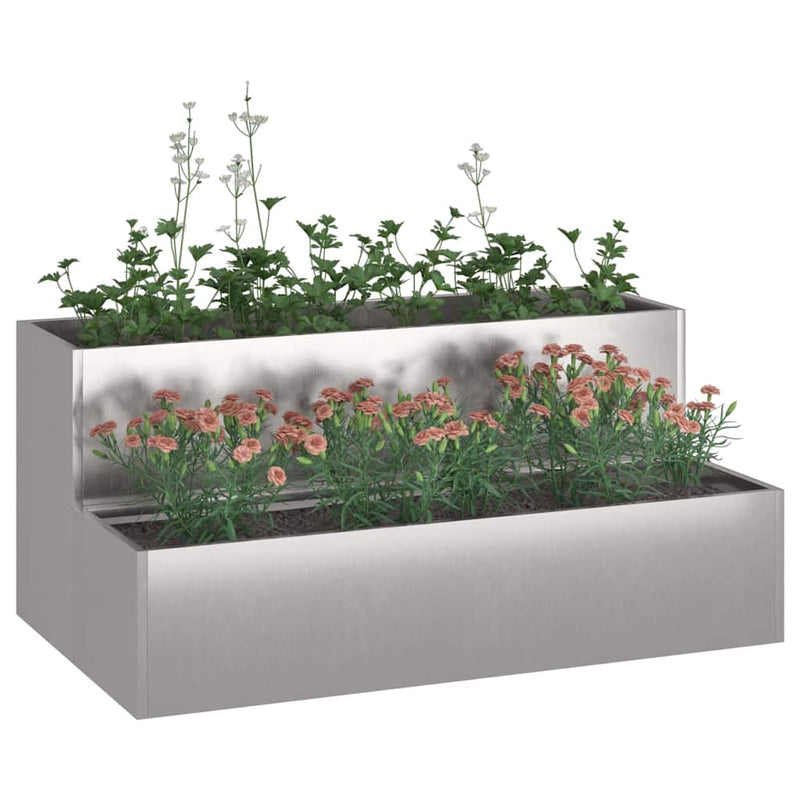 Load image into Gallery viewer, Vidaxl tuin bloempot zilver 100 x 60 x 45 cm roestvrij staal
