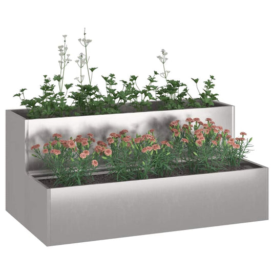 Vidaxl tuin bloempot zilver 100 x 60 x 45 cm roestvrij staal