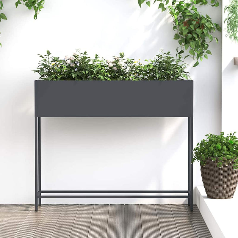 Load image into Gallery viewer, Vidaxl verhoogde tuin plantbak antraciet 100 x 26 x 82 cm staal
