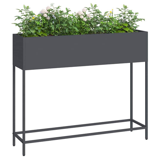 Vidaxl verhoogde tuin plantbak antraciet 100 x 26 x 82 cm staal