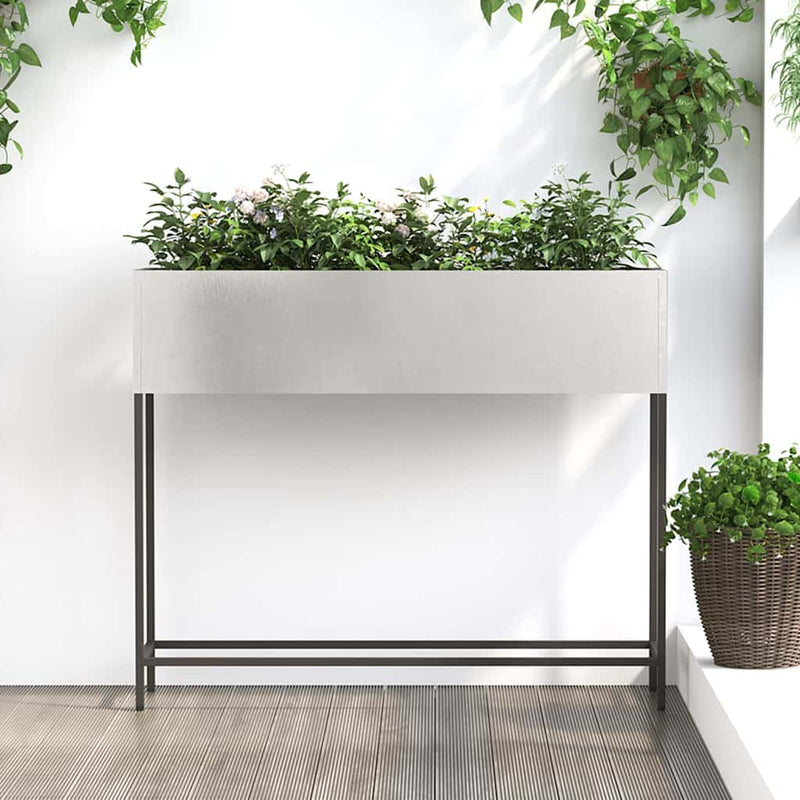 Load image into Gallery viewer, Vidaxl verhoogde tuin plantbak zilver 100 x 26 x 82 cm roestvrij staal
