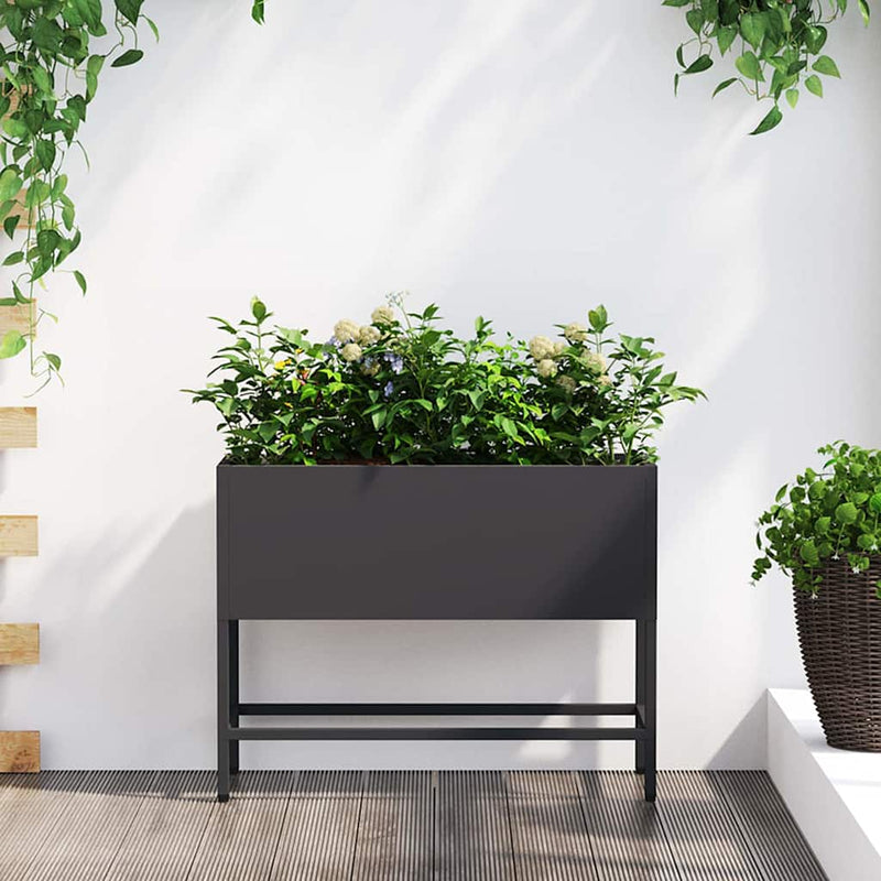 Load image into Gallery viewer, Vidaxl verhoogde tuin plantbak zwart 60 x 26 x 45 cm staal
