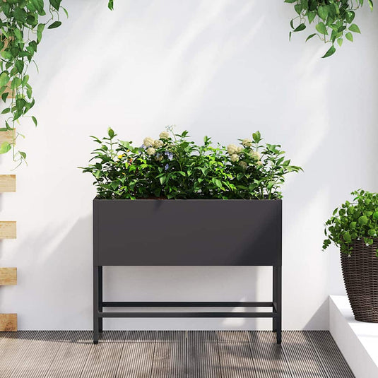 Vidaxl verhoogde tuin plantbak zwart 60 x 26 x 45 cm staal