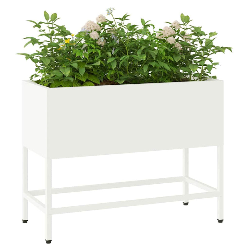 Load image into Gallery viewer, Vidaxl verhoogde tuin plantbak wit 60 x 26 x 45 cm staal
