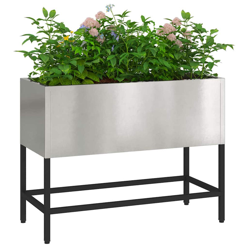 Load image into Gallery viewer, Vidaxl verhoogde tuin plantbak zilver 60 x 26 x 45 cm roestvrij staal
