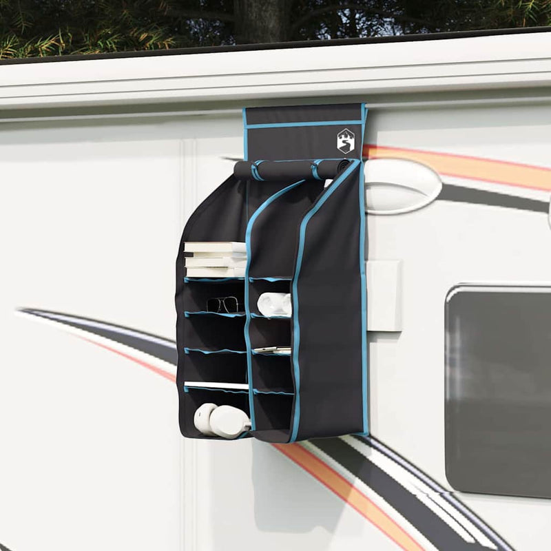 Load image into Gallery viewer, Vidaxl hangende tent organizer 10 vakken zwart 40,5 x 25 x 80 cm
