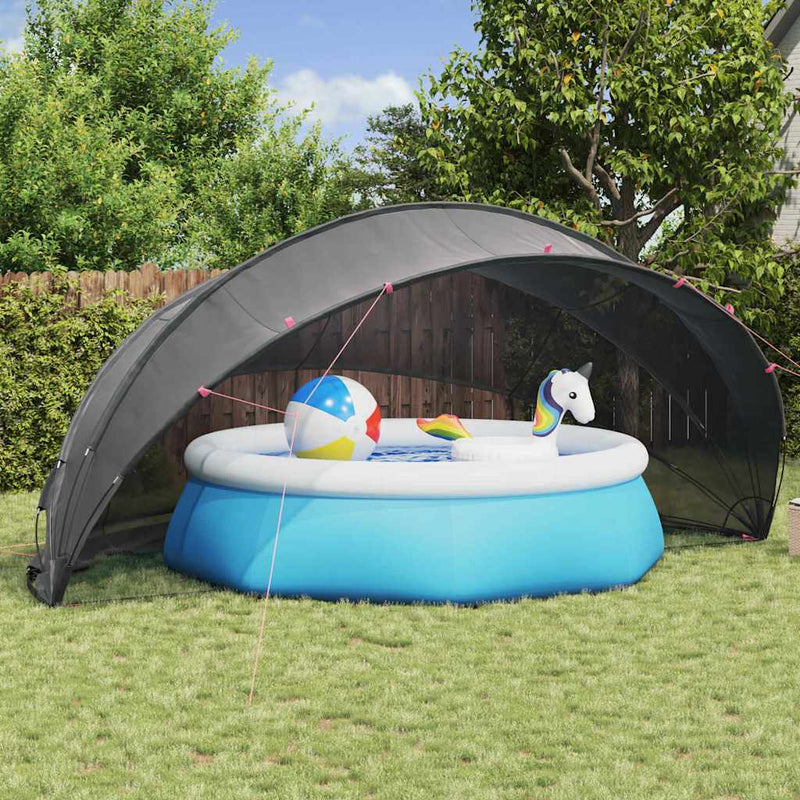 Load image into Gallery viewer, Vidaxl pooldome zwart 546 x 516 x 250 cm 185t polyester met pu-coating
