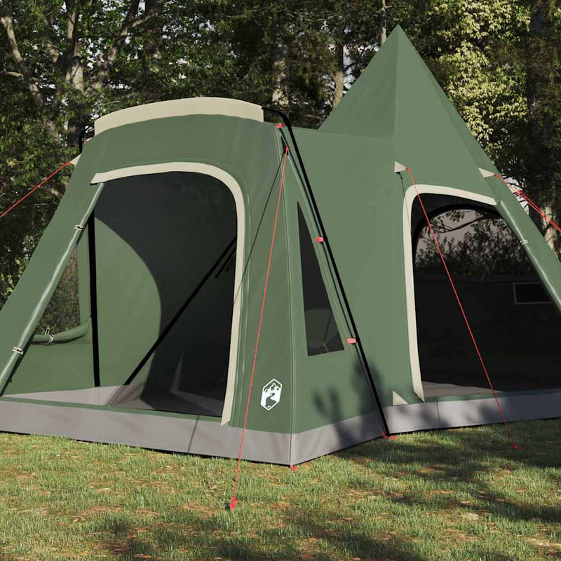 Load image into Gallery viewer, Vidaxl teepee tent met dak met opslag groen 545 x 450 x 295 cm
