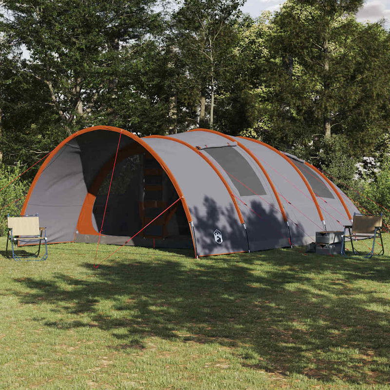 Load image into Gallery viewer, Vidaxl tunneltent met dak grijs en oranje 710 x 460 x 245 cm
