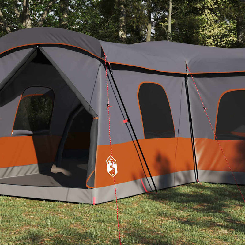 Load image into Gallery viewer, Vidaxl tent met dak met opslag grijs en oranje 680 x 510 x 210 cm
