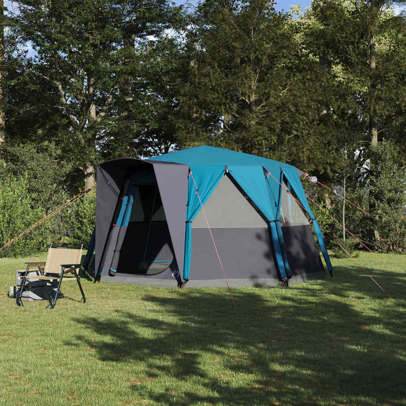 Load image into Gallery viewer, Vidaxl huisje tent met dak met opslag blauw 425 x 396 x 222 cm
