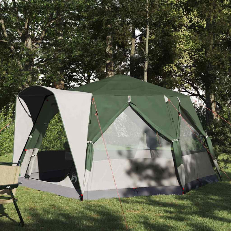 Load image into Gallery viewer, Vidaxl huisje tent met dak met opslag groen en wit 333 x 317 x 194 cm

