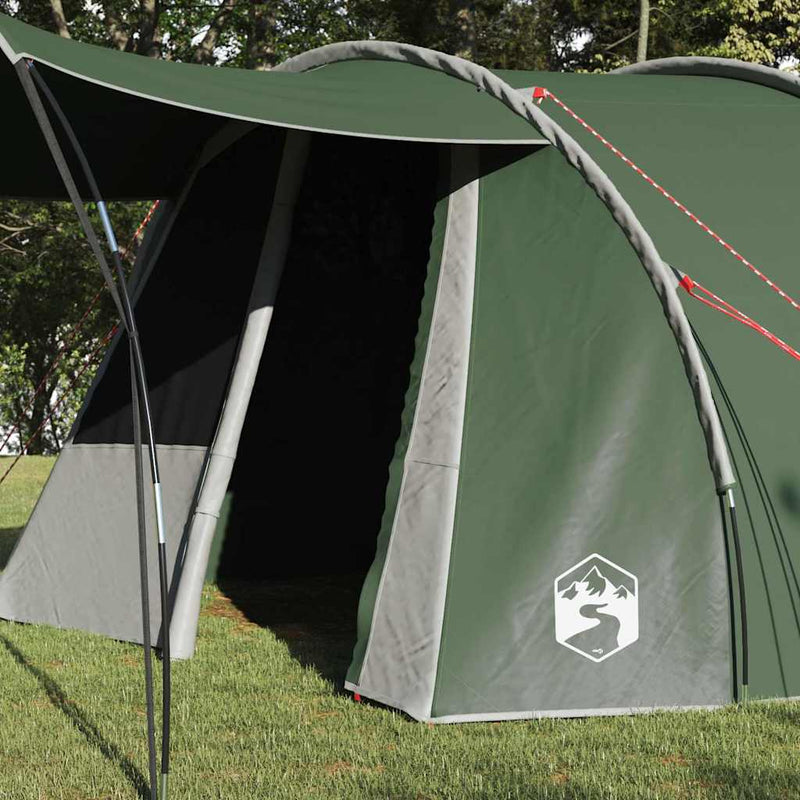 Load image into Gallery viewer, Vidaxl tunneltent met dak met opslag groen en wit 740 x 370 x 220 cm
