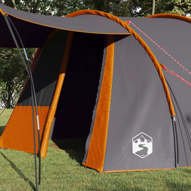 Load image into Gallery viewer, Vidaxl tunneltent met dak grijs en oranje 740 x 370 x 220 cm
