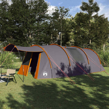 Vidaxl tunneltent met dak grijs en oranje 740 x 370 x 220 cm