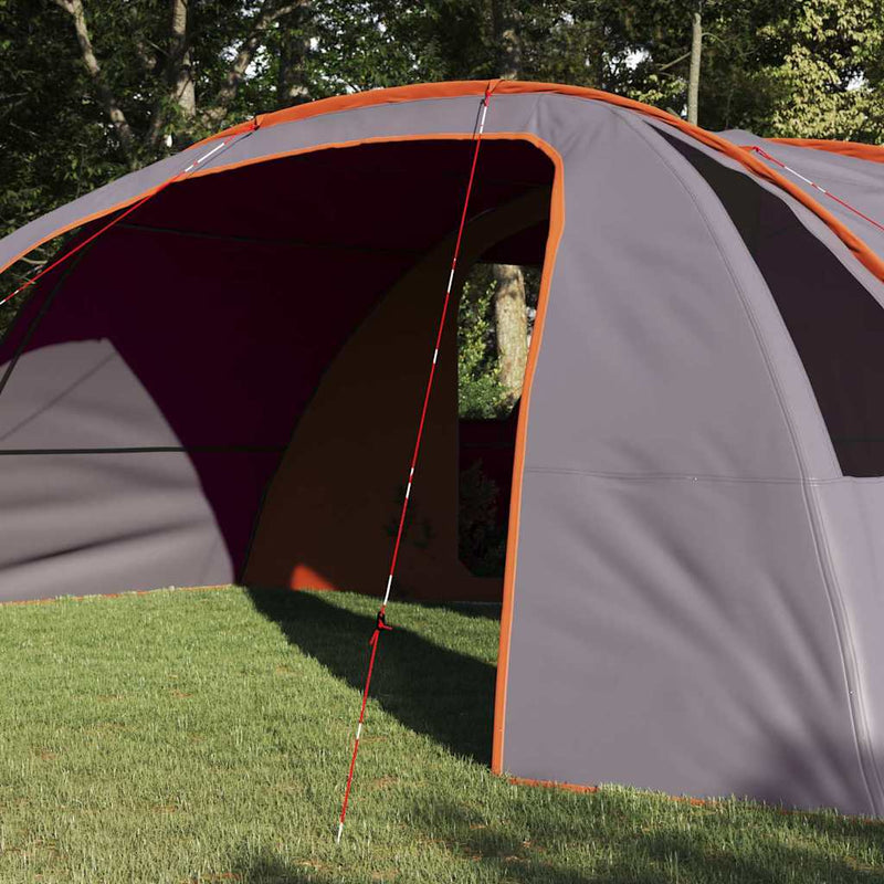 Load image into Gallery viewer, Vidaxl tunneltent met dak grijs en oranje 700 x 590 x 215 cm
