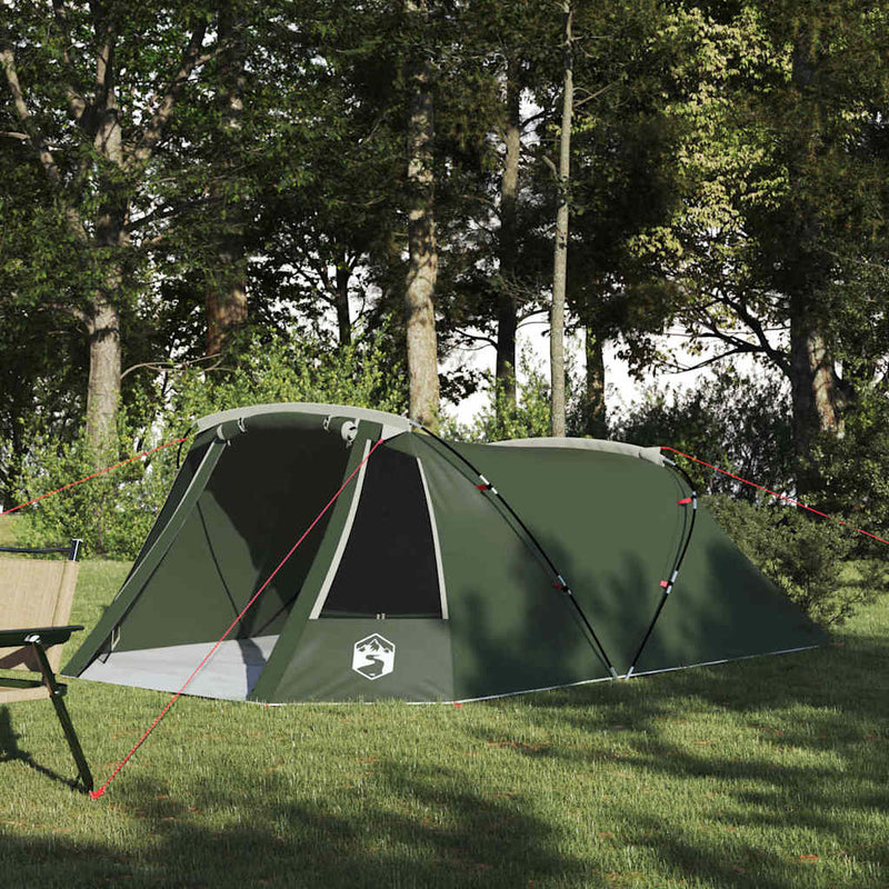 Load image into Gallery viewer, Vidaxl tunneltent met dak met opslag groen en wit 328 x 228 x 115 cm
