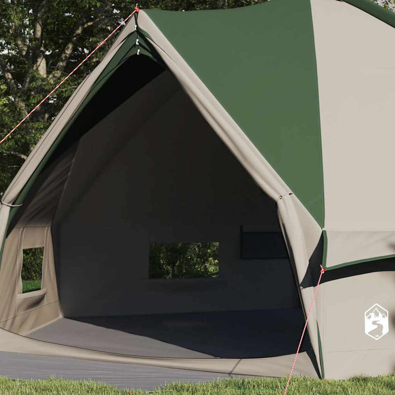 Load image into Gallery viewer, Vidaxl teepee tent met dak met opslag groen en wit 490 x 410 x 210 cm
