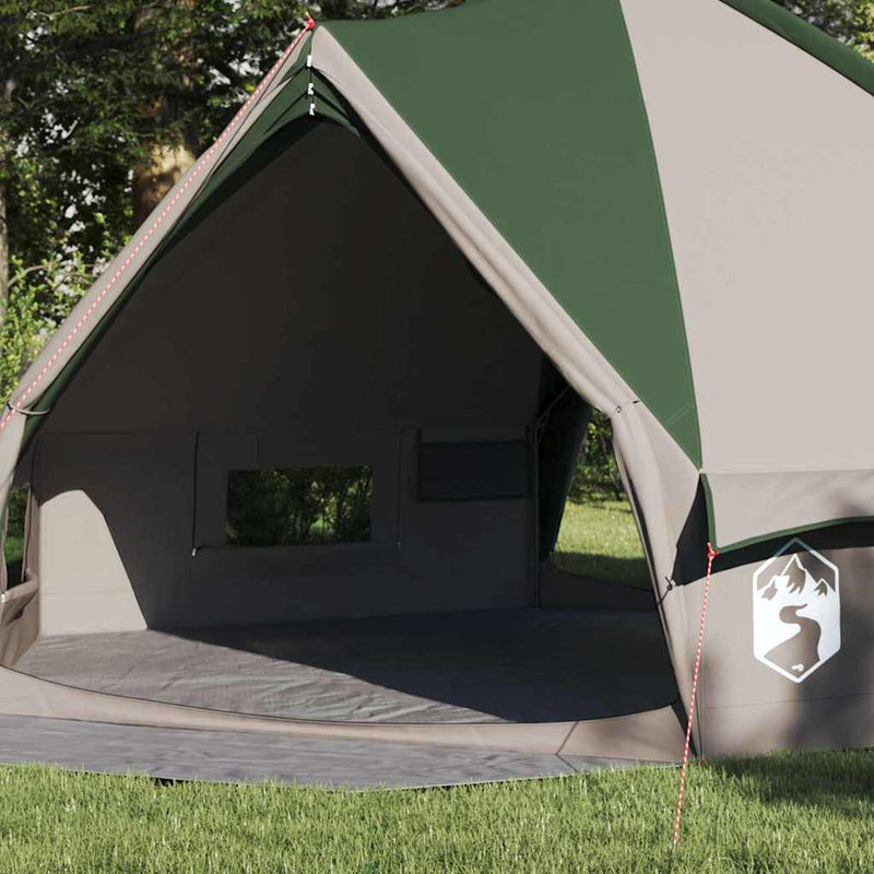Load image into Gallery viewer, Vidaxl teepee tent met dak met opslag groen en wit 490 x 410 x 210 cm

