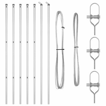 Vidaxl afrasteringspaal 7 pcs zilver staal
