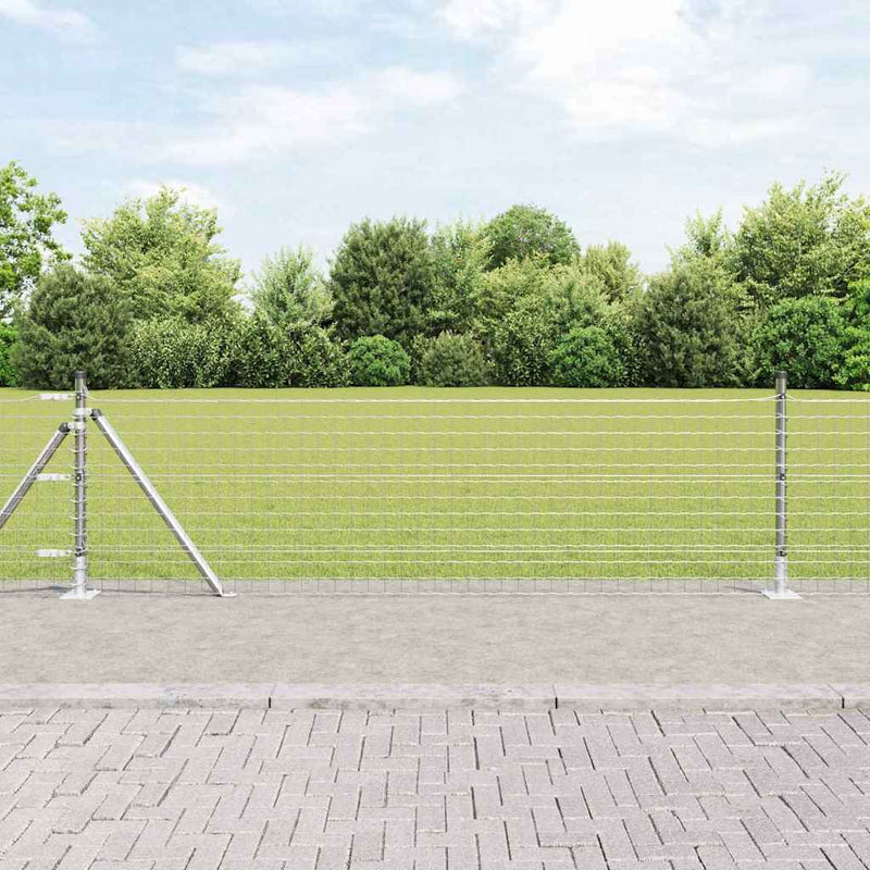 Load image into Gallery viewer, Vidaxl afrasteringspaal 7 pcs zilver staal
