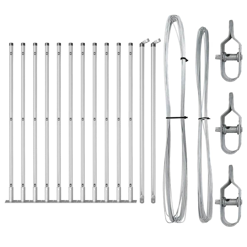 Load image into Gallery viewer, Vidaxl afrasteringspaal 13 pcs zilver staal
