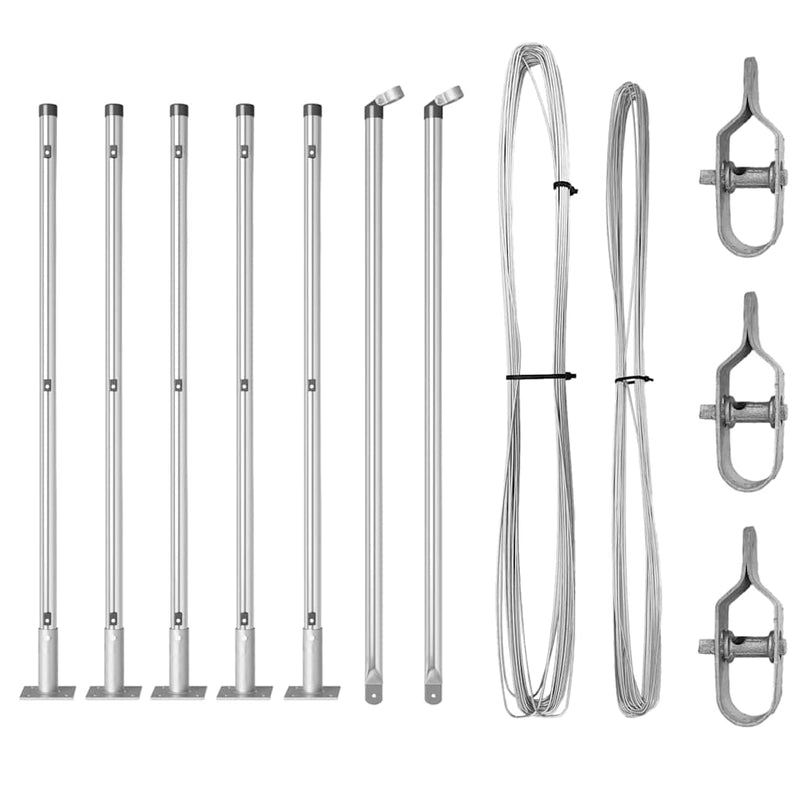 Load image into Gallery viewer, Vidaxl afrasteringspaal 7 pcs zilver staal
