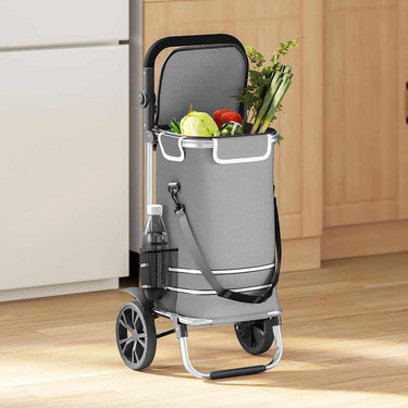 Vidaxl winkel trolley grijs 36,5 x 46,5 x 100,5 cm oxford stof