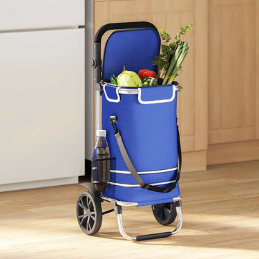 Vidaxl winkel trolley blauw 36,5 x 46,5 x 100,5 cm oxford stof