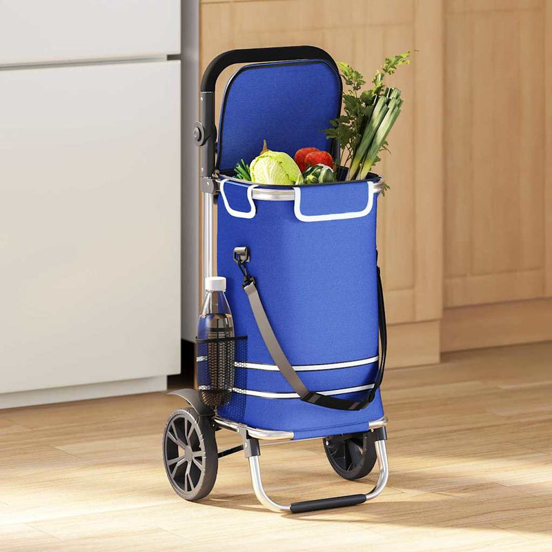 Load image into Gallery viewer, Vidaxl winkel trolley blauw 36,5 x 46,5 x 100,5 cm oxford stof

