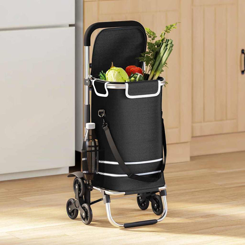 Load image into Gallery viewer, Vidaxl winkel trolley zwart 47 x 39 x 100,5 cm oxford stof

