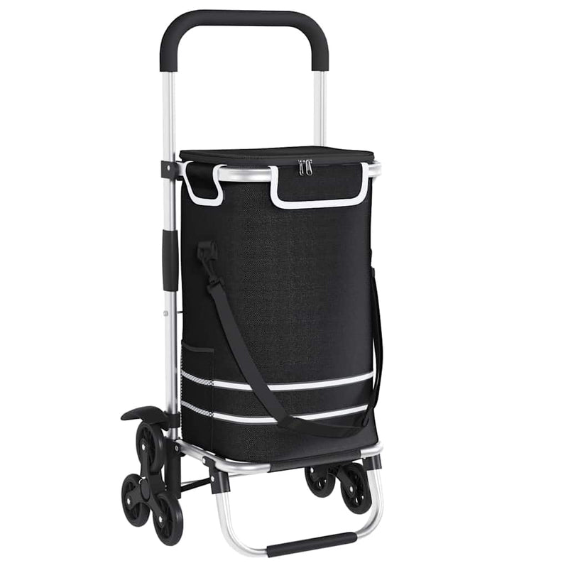 Load image into Gallery viewer, Vidaxl winkel trolley zwart 47 x 39 x 100,5 cm oxford stof
