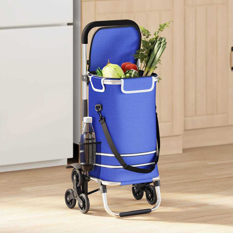 Load image into Gallery viewer, Vidaxl winkel trolley blauw 47 x 39 x 100,5 cm oxford stof
