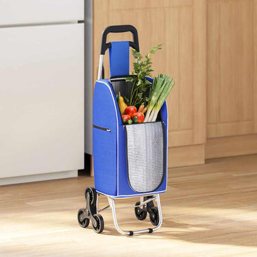 Vidaxl winkel trolley blauw 39,5 x 33 x 93 cm oxford stof
