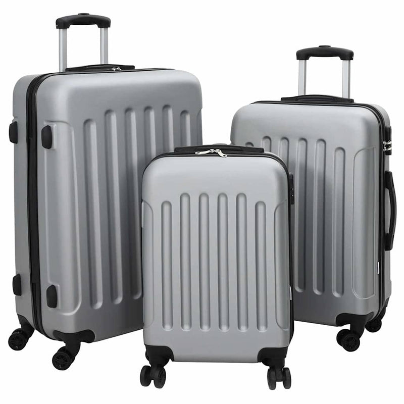 Load image into Gallery viewer, Vidaxl koffer met slot 3 pcs zilver 50 x 31 x 78 cm abs kunststof
