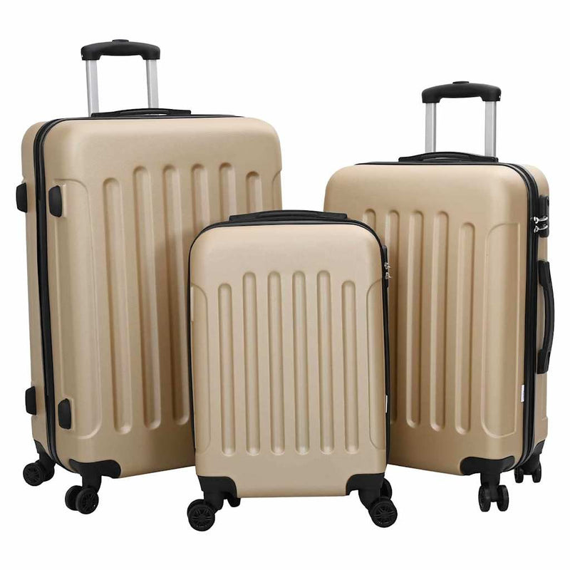 Load image into Gallery viewer, Vidaxl koffer met slot 3 pcs champagne 50 x 31 x 78 cm abs kunststof
