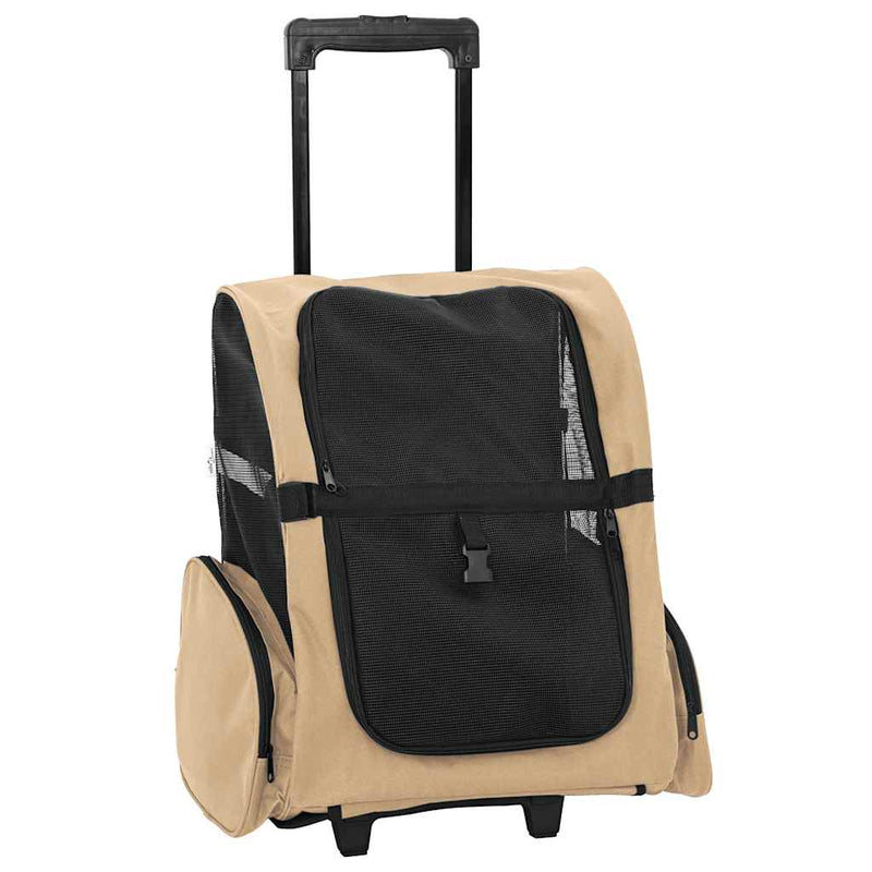 Load image into Gallery viewer, Vidaxl huisdierentrolley 3-in-1 48x32x(57-106) cm oxford stof zandkleurig
