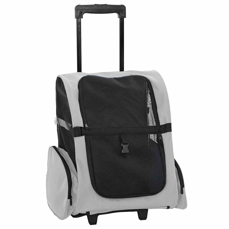 Load image into Gallery viewer, Vidaxl huisdierentrolley 3-in-1 48x32x(57-106) cm oxford stof grijs
