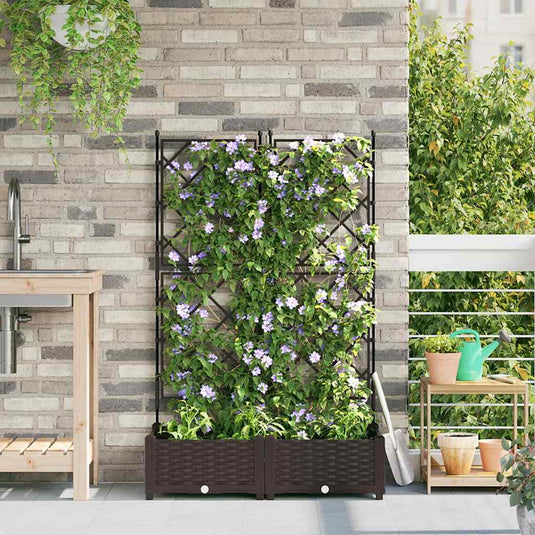 Vidaxl tuin bloempot 2 pcs bruin 80 x 40 x 125,5 cm staal