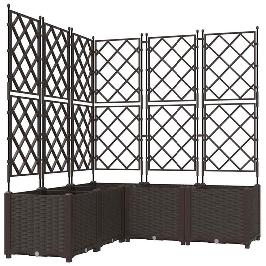 Vidaxl tuin bloempot 5 pcs bruin 120 x 120 x 143 cm staal