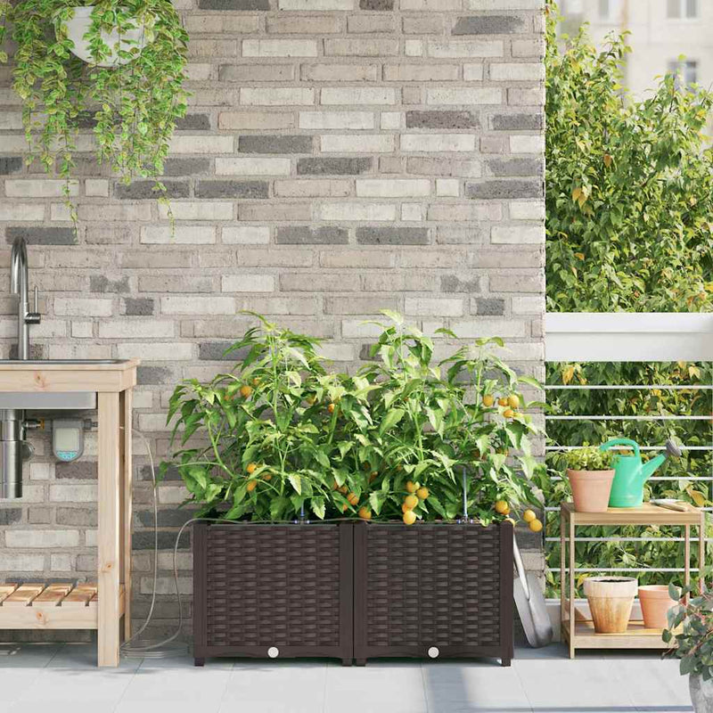 Load image into Gallery viewer, Vidaxl tuin bloempot 2 pcs bruin staal
