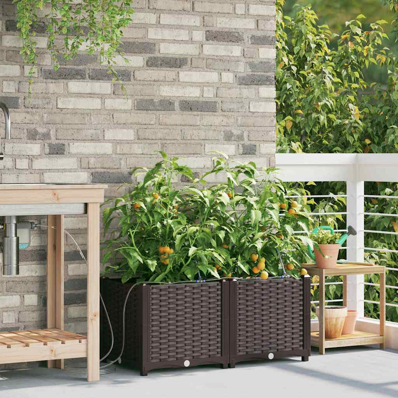 Load image into Gallery viewer, Vidaxl tuin bloempot 2 pcs bruin staal
