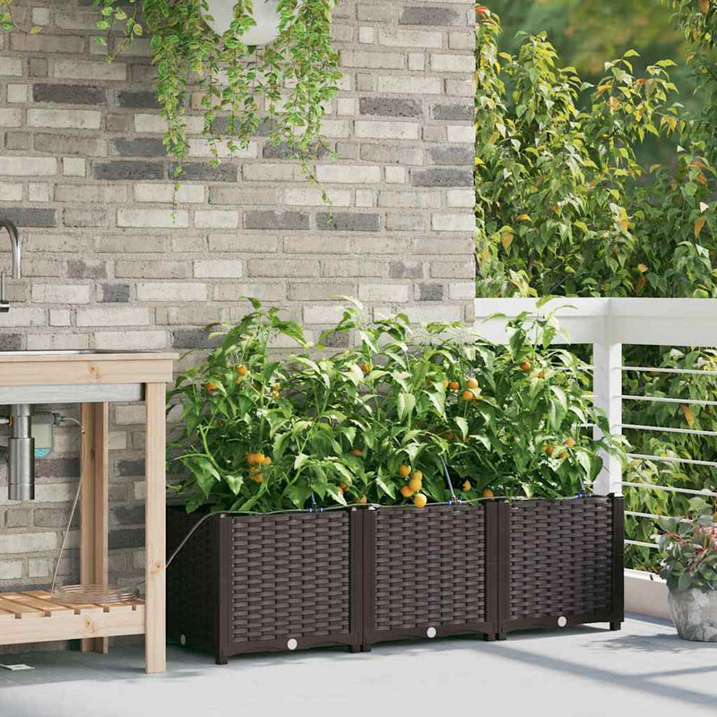 Load image into Gallery viewer, Vidaxl tuin bloempot 3 pcs bruin staal
