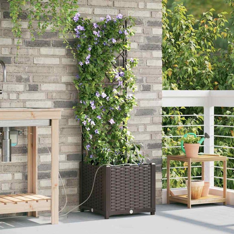 Load image into Gallery viewer, Vidaxl tuin bloempot bruin 40 x 40 x 142 cm staal

