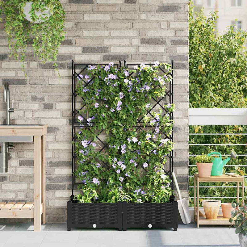 Load image into Gallery viewer, Vidaxl tuin bloempot 2 pcs zwart 80 x 40 x 125,5 cm staal
