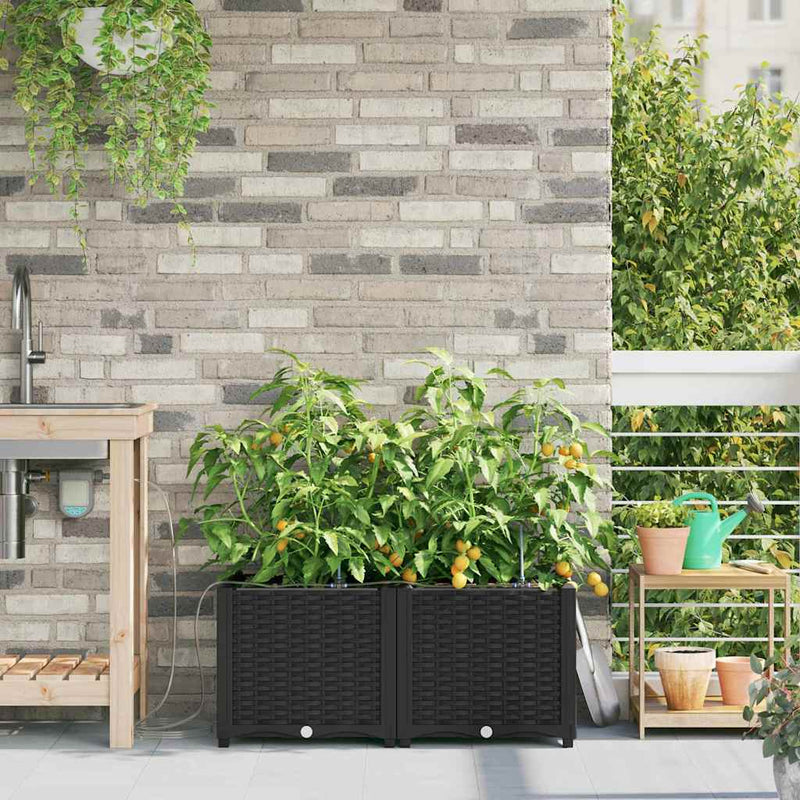 Load image into Gallery viewer, Vidaxl tuin bloempot 2 pcs zwart staal
