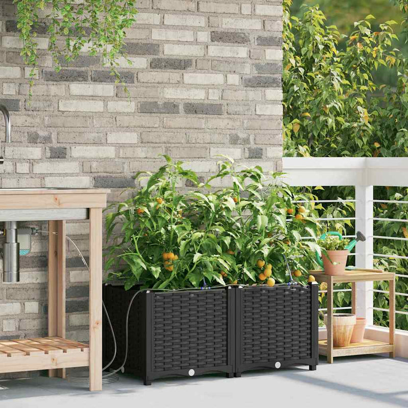 Load image into Gallery viewer, Vidaxl tuin bloempot 2 pcs zwart staal
