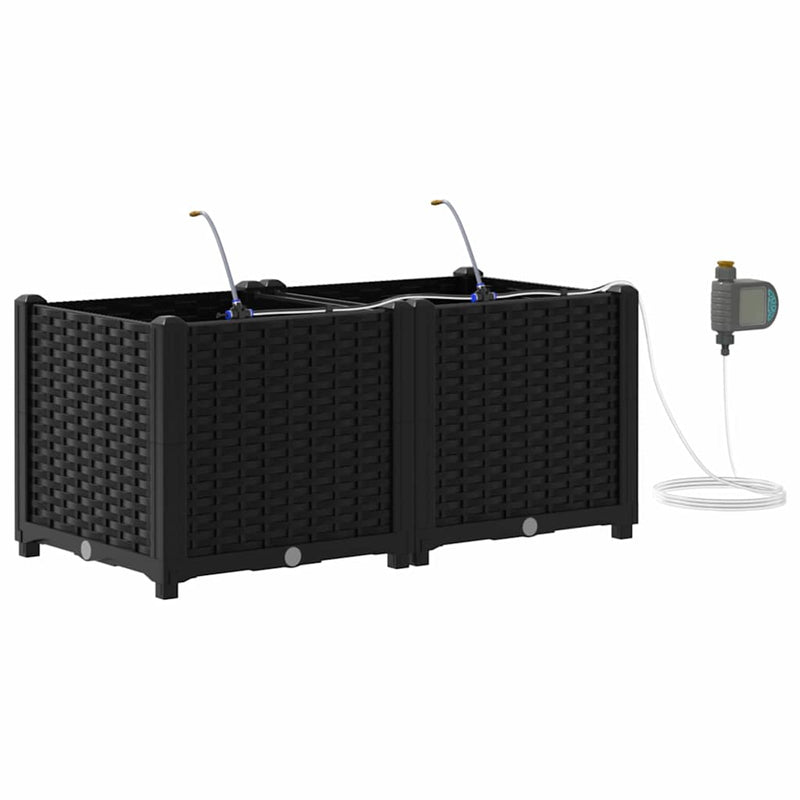 Load image into Gallery viewer, Vidaxl tuin bloempot 2 pcs zwart staal
